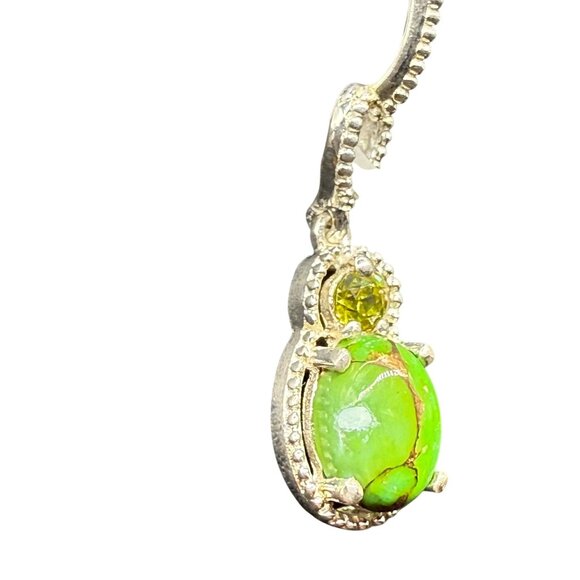 STS 925 Sterling Green Turquoise Dangle Drop Earrings - Picture 4 of 6